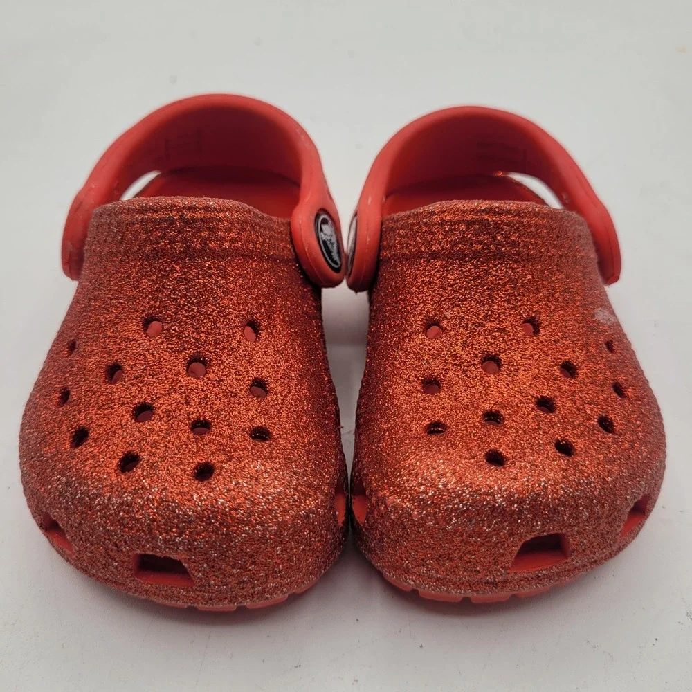 Crocs Kids' Sparkle Clog Slip-On Shoes‎ Ruby Red Toddler Size C4 Wizard Of Oz